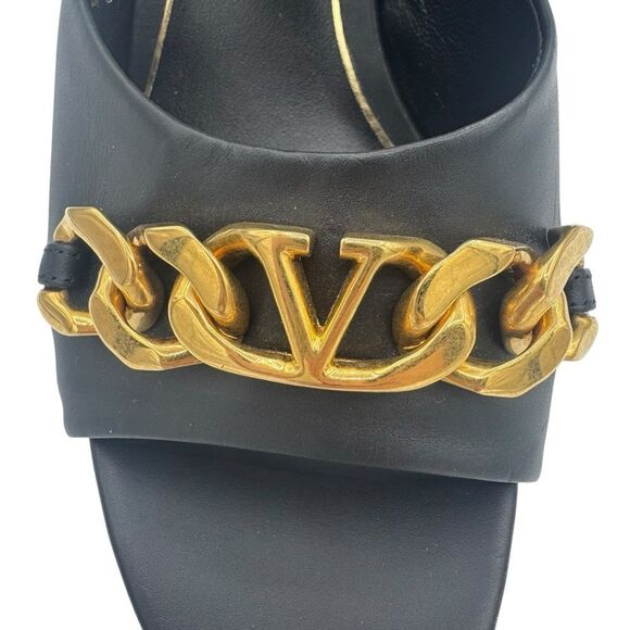 NEW Valentino VLogo Chain Block Heel 85mm Sandals Black Noir Size 10 - Picture 8 of 13